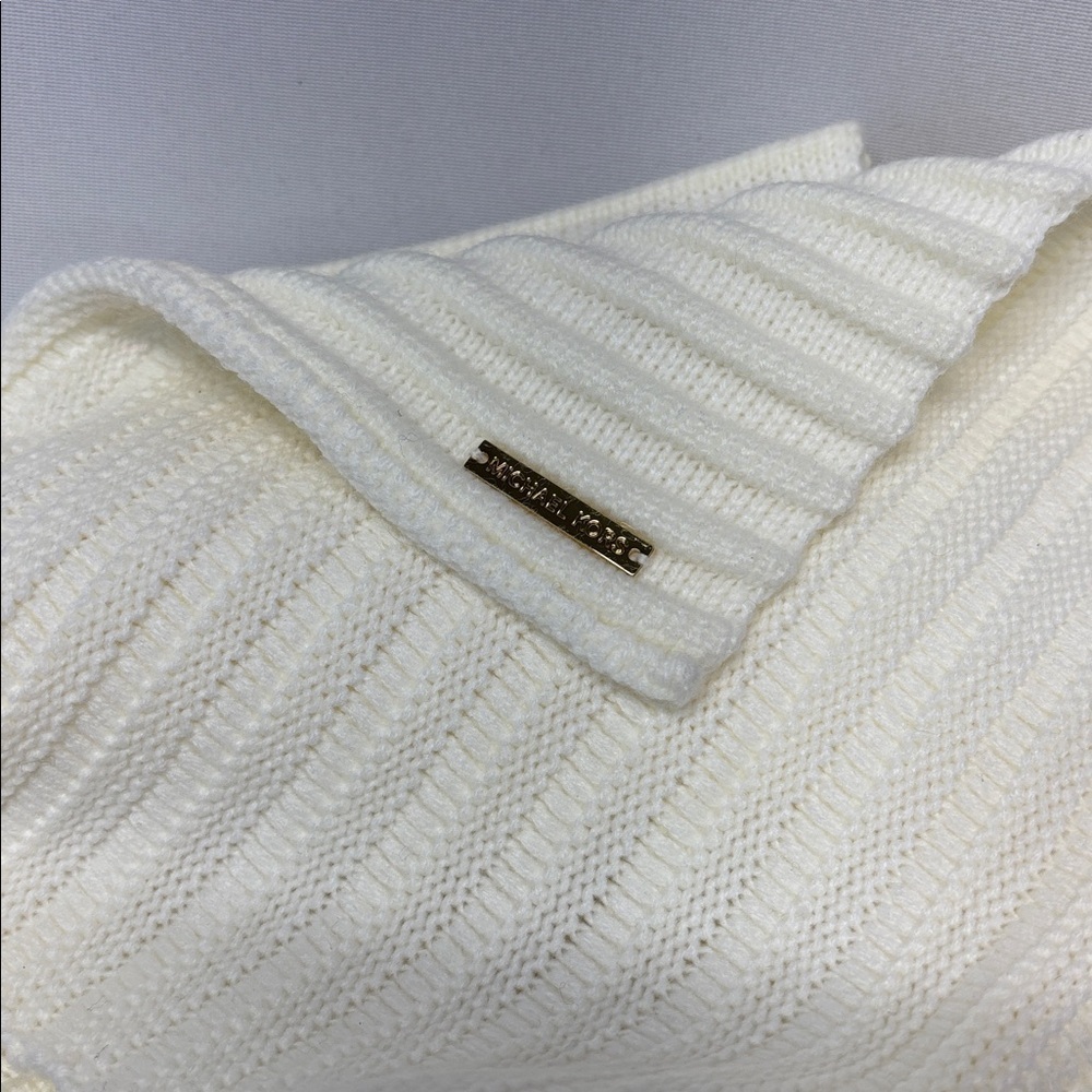 Michael Kors cream chunky knit Ribbed Knit acrylic beautiful winter  Scarf - Picture 6 of 8